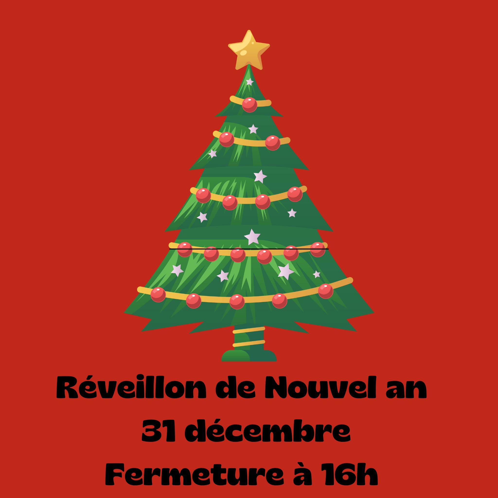 Image Réveillon de Nouvel an – Fermeture à 16h.
